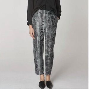 Raquel Allegra Fez Silk Shred Print Pants Women Medium in Black and White